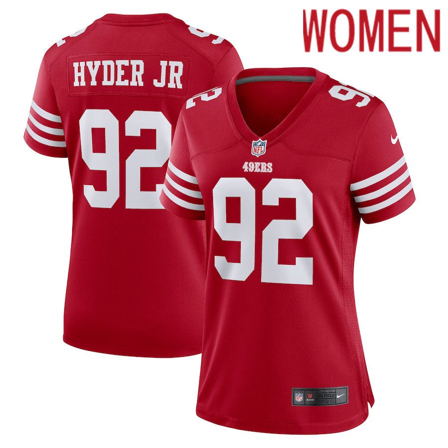 Women San Francisco 49ers #92 Kerry Hyder Jr. Nike Scarlet Game Player NFL Jersey